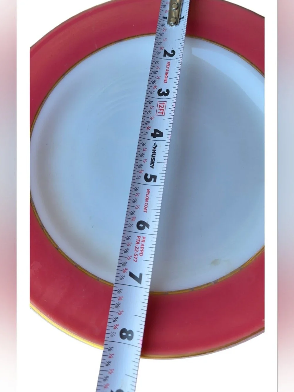 Vintage Pyrex Salad Plate 8 Inch Flamingo Pink Coral Milk Glass c1950s MCM